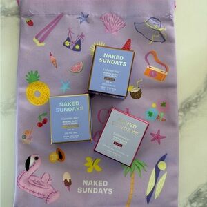 Naked Sundays Collagen Glow Mineral Sunscreen SPF 50 mini set with bag